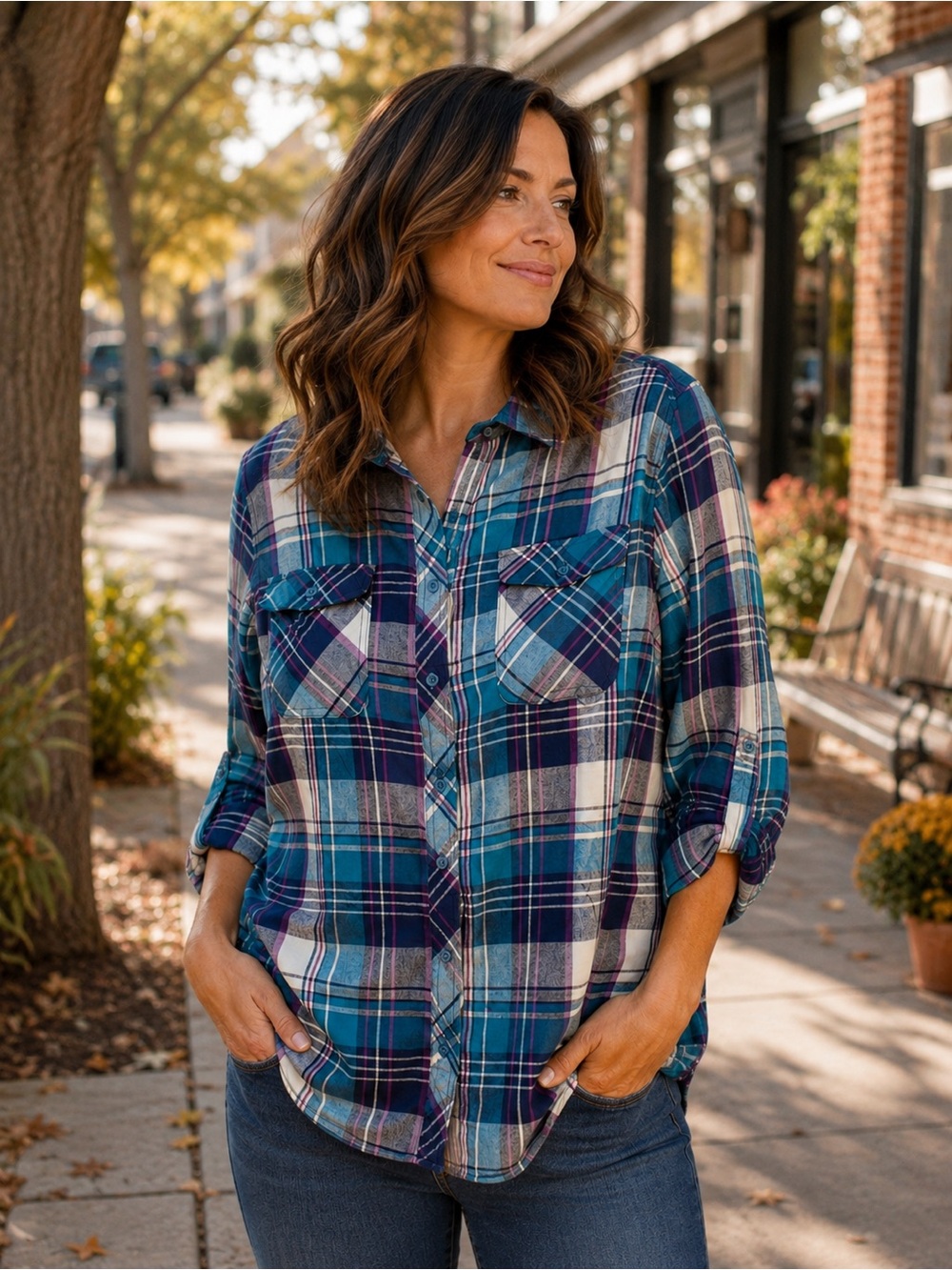 Duluth Trading Co Plaid Flannel Button Down Shirt Roll Tab Sleeve XL‎ ~ Like New